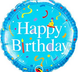 blauer Happy Birthday Folienballon 45 cm groß, rund