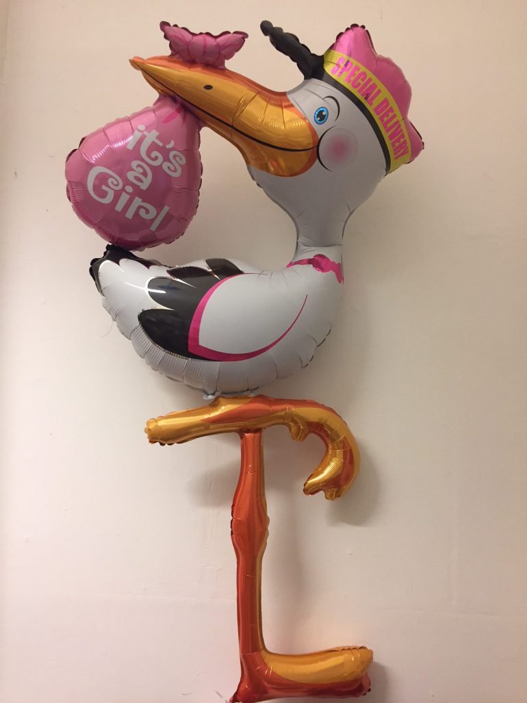 Storch - it´s a Girl - riesiger Folienballon - 1,40 m hoch! Ein Hingucker! Babyparty, Babyshower, zur Geburt