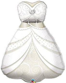 Brautkleid - passend als Gag für den Polterer oder als Deko für die Hochzeit - Folienballon in Form eines Brautkleides