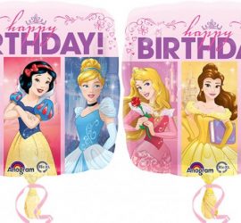 Arielle, Schneewittchen, Cinderella, Dornröschen, Belle und Tiana wünschen happy BIRTHDAY! Folie 45 cm