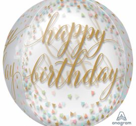 happy birthday - orbz - kugelrunder ballon, 45 cm Durchmesser