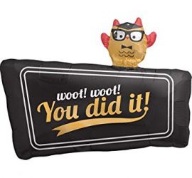 You did it! Zum Abschluss, zur bestandenen Prüfung! Folienballon mit Eule!