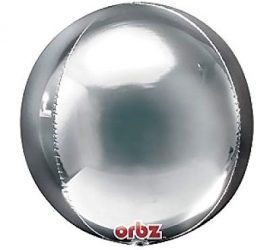 Orbz - kugelrunder Folienballon 45 cm - silber