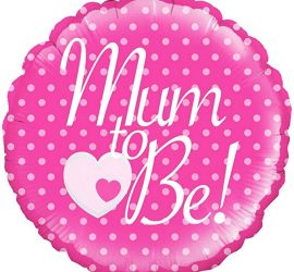 Mum to Be! - Für die Babyparty/Babyshower - für die werdende Mama! Folienballon 45 cm; pink mit weißer Aufschrift