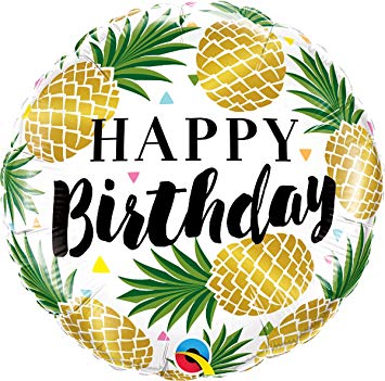 Ein Geburtstagsballon voller Ananas! Happy Birhtday! Folienballon 45 cm