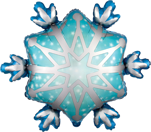 Schneeflocke in den Farben blau/silber - Folienballon 55 cm