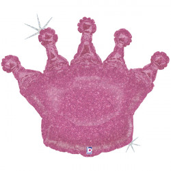 pinkfarbene Krone, glitzer, Folienballon 80 cm