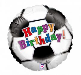 Fußball mit der Aufschrift Happy Birthday - runder Folienballon 45 cm