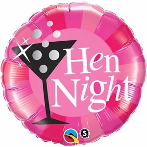 Hen Night - Polterabend - rosafarbener runder Folienballon mit Cocktailglas