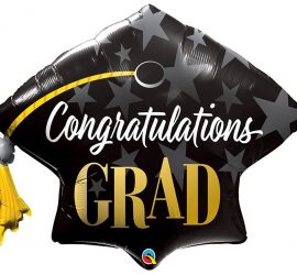 Congratulations GRAD - schwarzer Hut mit weißer und goldfarbener Aufschrift