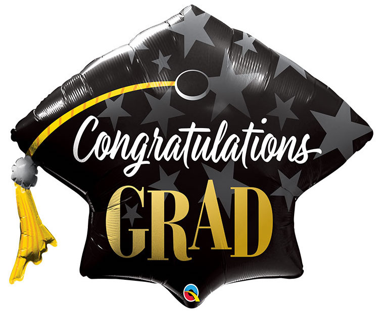 Congratulations GRAD - schwarzer Hut mit weißer und goldfarbener Aufschrift