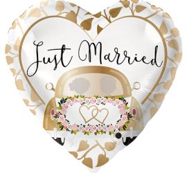 Just Married - Folienherz gold/weiß 70 cm