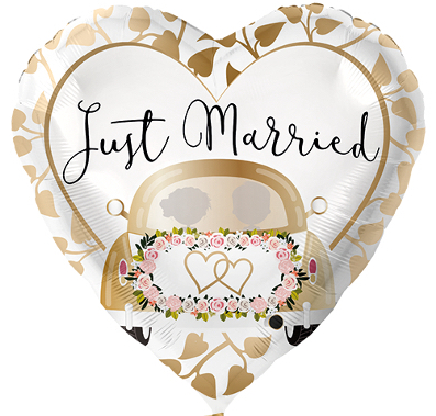 Just Married - Folienherz gold/weiß 70 cm