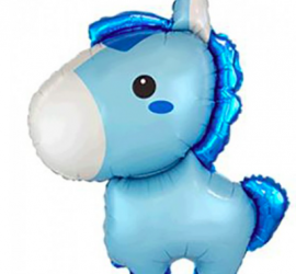 Folienballon Pferd in blau, 78 cm