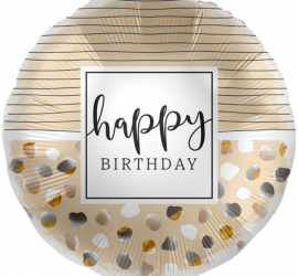 Folienballon `happy BIRTHDAY´ in den Farben bronze/silber/gold, rund 45 cm