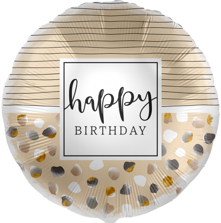 Folienballon `happy BIRTHDAY´ in den Farben bronze/silber/gold, rund 45 cm