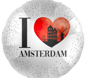runder Folienballon mit der Aufschrift: I love Amsterdam