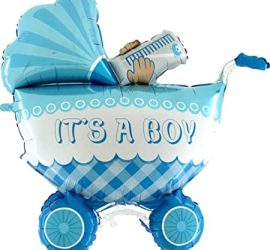 Folienballon Kinderwagen blau - It´s a boy - passend für die Babyparty oder zur Geburt