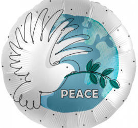 Runder 45 cm Ballon mit der Friedenstaube und der Aufschrift PEACE