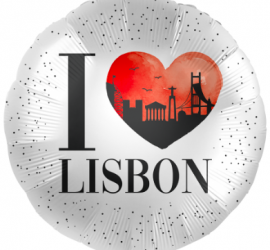 runder Folienballon mit der Aufschrift: I love Lisbon