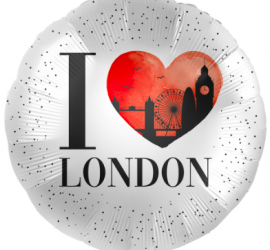 runder Folienballon mit der Aufschrift: I love London