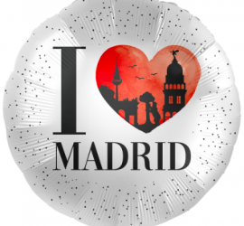 runder Folienballon mit der Aufschrift: I love Madrid