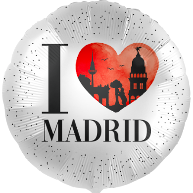 runder Folienballon mit der Aufschrift: I love Madrid