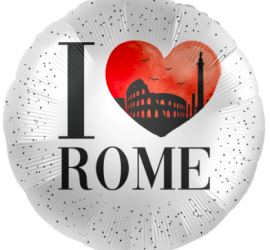 runder Folienballon mit der Aufschrift: I love Rome