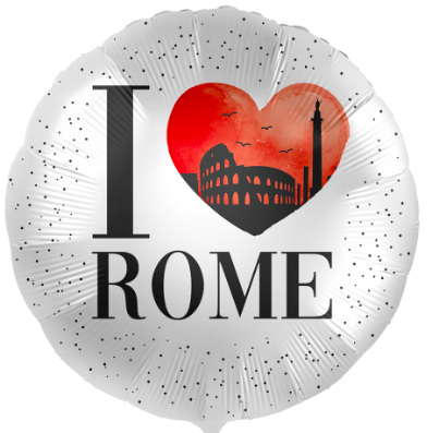 runder Folienballon mit der Aufschrift: I love Rome