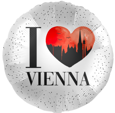 runder Folienballon mit der Aufschrift: I love Vienna