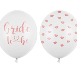 Bride To Be und Küsse - weiße Ballons mit rosa Aufdruck/Polterabend