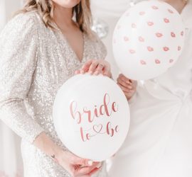 Bride To Be und Kussmund - weiße Ballons mit rosa Aufdruck/Polterabend/Girls night out/