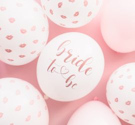 Bride to be und Kussmund - weiße Ballons mit rosa Aufdruck/Polterabend