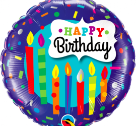 Happy Birthday Ballon mit Kerzen - Folienballon 45 cm