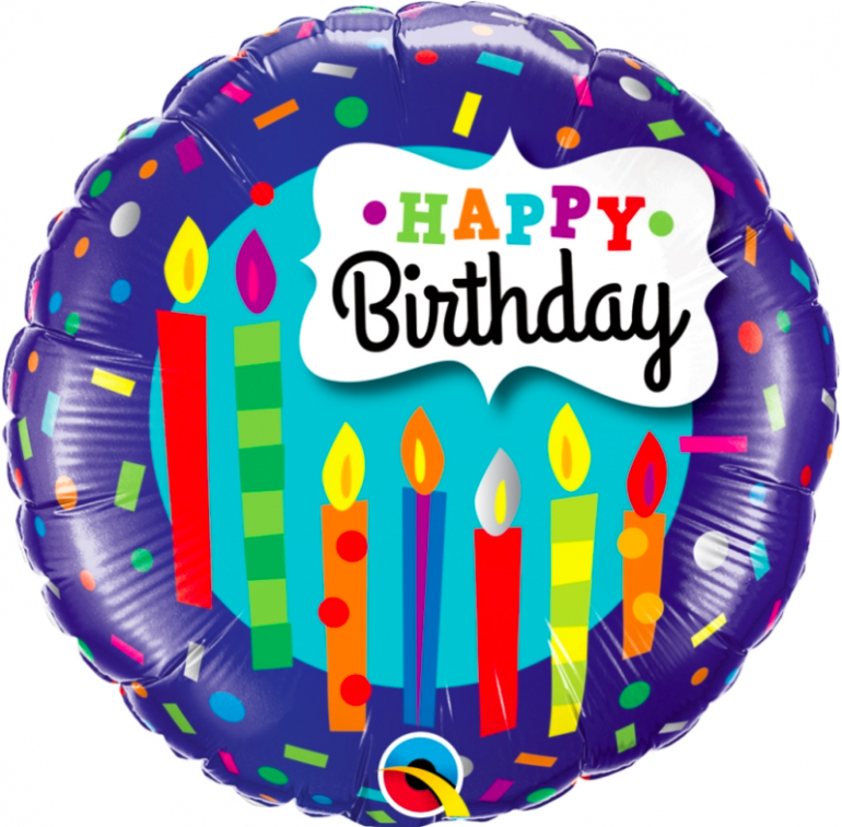 Happy Birthday Ballon mit Kerzen - Folienballon 45 cm