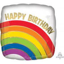 Folienballon Happy Birthday mit Regenbogen 45 cm
