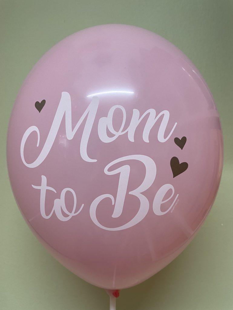 hellrosa Latexballon mit weißer Aufschrift Mom to Be - Genderreveal, Babyparty, Babyshower - für die werdende Mama