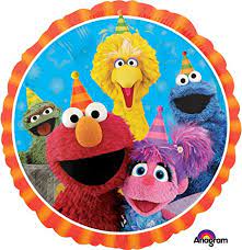 Folienballon Sesamstrasse mit Oscar, Elmo, Bibo, Abby Cadabby und Krümelmonster