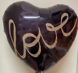 Schwarzes Herz mit individueller Beschriftung - hier: mit gold Glitzer LOVE; Liebe; Verlobung; Hochzeit; Valentinstag; einfach so