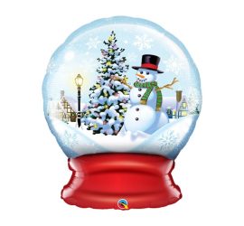 Folienballon als Schneekugel mit Schneemann; Weihnachten; Advent; Winter;