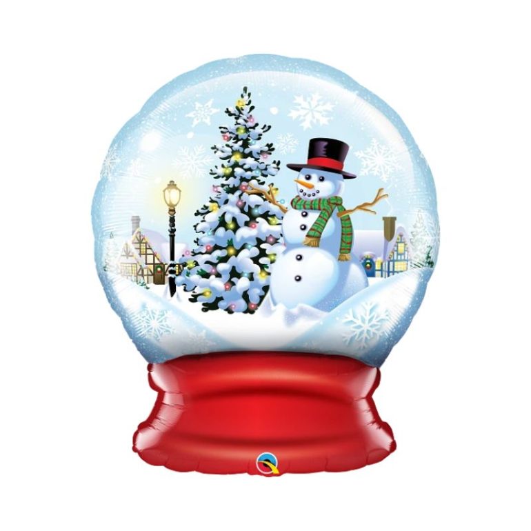 Folienballon als Schneekugel mit Schneemann; Weihnachten; Advent; Winter;