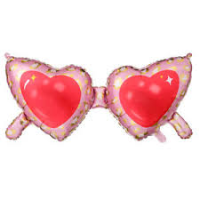 Herzbrille, pink mit rot, Valentintag, Liebe