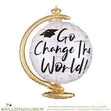 Graduate - Go Change The World - Globusmotiv, gold, weiß, schwarz; Master; Bachelor; Abschluss;