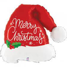 Weihnachtsmannmütze Merry Christmas, 80cm, Folienballon, Weihnachten, Christmas, Advent, XMas