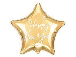 Stern Happy New Year - 45 cm - gold mit weißer Schrift; Silvester;