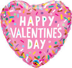 Happy Valentines Day - Folienherz mit Zuckerstreusel, rosa, 45 cm