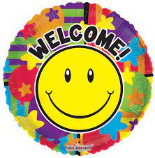 Welcome mit Smiley - Folienballon 45 cm; Willkommen