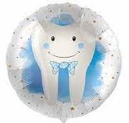 Folienballon Zahn, blau, erster Zahn, Zahnverlust, Zahnfee