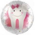 Folienballon rosa Zahn, erster Zahn, Zahnfee, Zahnverlust
