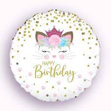 Folienballon Happy Birthday mit Prinzessinnenkatze